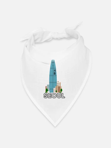 SEOUL Skyline – Modernes City Design - Bandana Dreieckstuch - Weiß