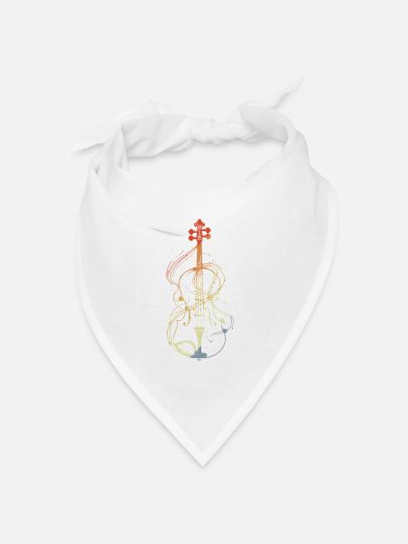 Violine Line Art Retro-Stil - Bandana Dreieckstuch - Weiß