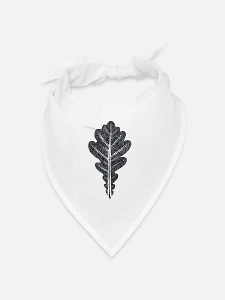 Eichenblatt / Botanischer Blätter - Abdruck - Bandana Dreieckstuch - Weiß