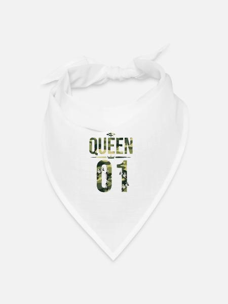 Queen King Queen Pärchenoutfit Familie Flecktarn - Bandana Dreieckstuch - Weiß