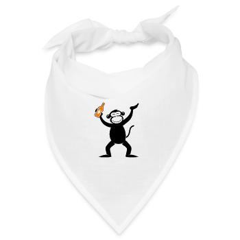 Affe Bier Lustig Party Junggeselle - Bandana Dreieckstuch - Weiß - Vorne
