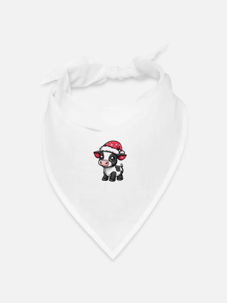 Kuh Weihnachten Niedlich - Bandana Dreieckstuch - Weiß
