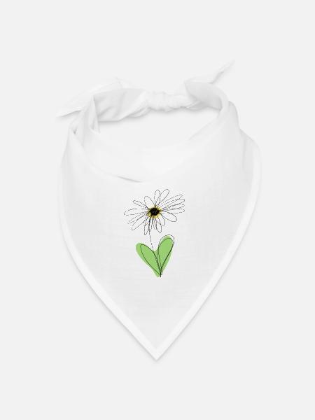 Gänseblümchen - eine Linie - Bandana Dreieckstuch - Weiß