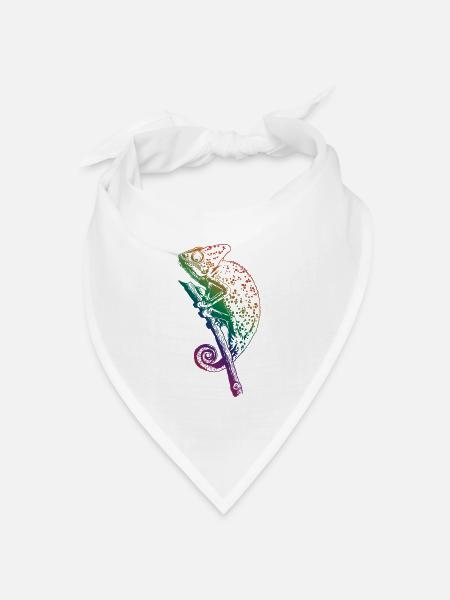 Chamäleon Eidechse Grafik Reptil Chamäleon Liebhaber - Bandana Dreieckstuch - Weiß