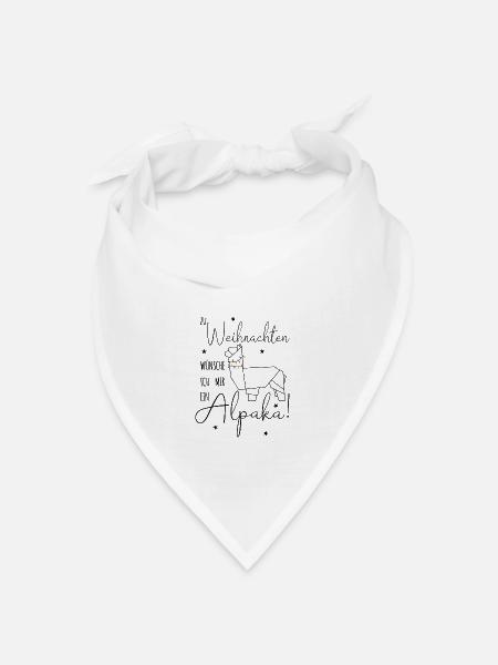 Zu Weihnachten wünsche ich mir ein Alpaka - Bandana Dreieckstuch - Weiß
