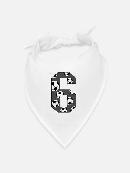 6 Geburtstag Fußball grau - Bandana Dreieckstuch - Weiß