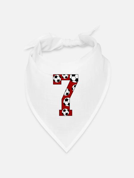 7 Geburtstag Fußball rot - Bandana Dreieckstuch - Weiß