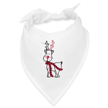 Rentier mit Schal - Bandana Dreieckstuch - Weiß - Vorne