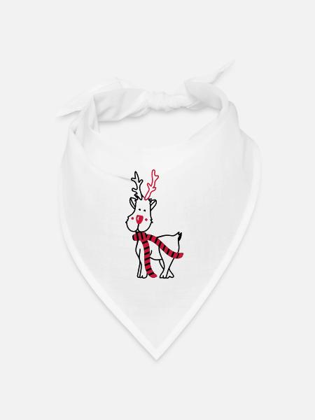 Rentier mit Schal - Bandana Dreieckstuch - Weiß