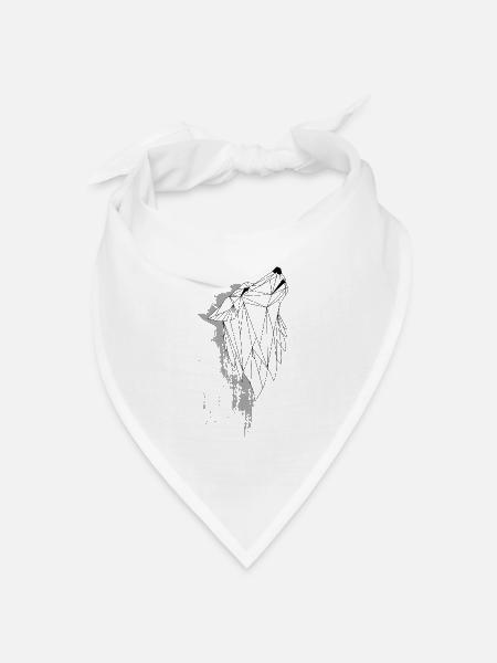 Geometrie Wolf Grunge - Bandana Dreieckstuch - Weiß