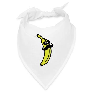 Sir Mustache Banana - Bandana Dreieckstuch - Weiß - Vorne