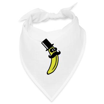 Sir Mustache Banana - Bandana Dreieckstuch - Weiß - Vorne