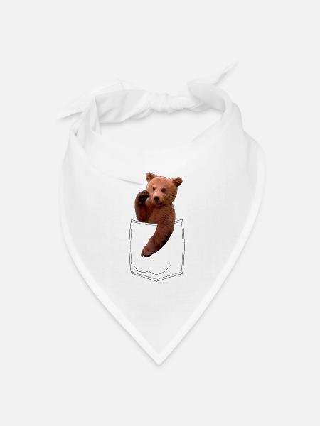 Bär Brusttasche Bear Pocket - Bandana Dreieckstuch - Weiß