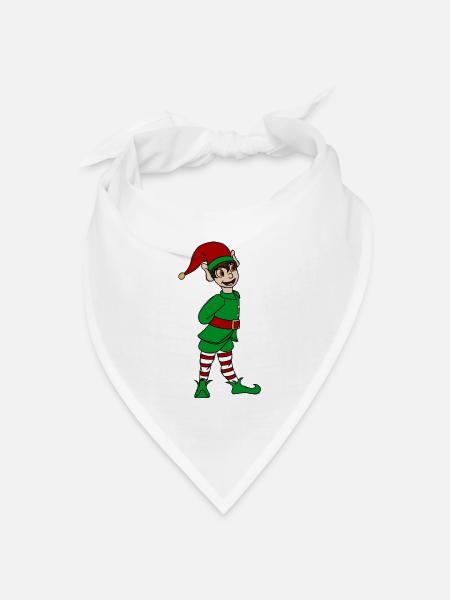 Weihnachtself - Bandana Dreieckstuch - Weiß