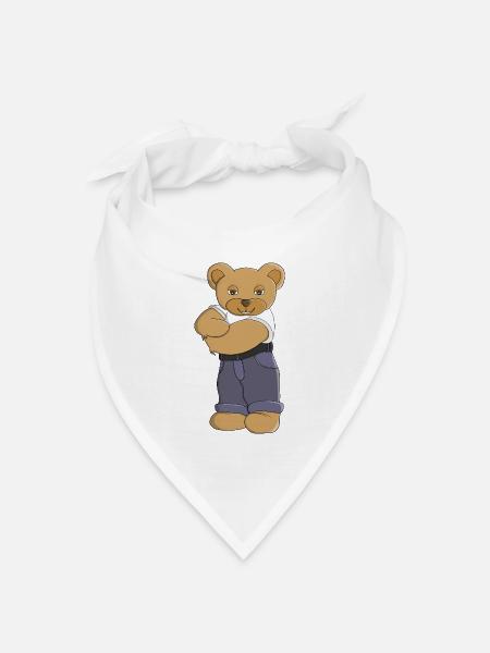 Teddybär mit verschränkten Armen - Bandana Dreieckstuch - Weiß