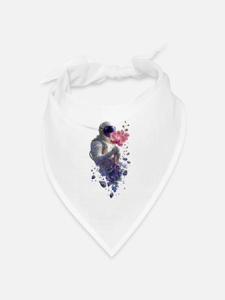Kosmische Astronautin und Orchidee - Bandana Dreieckstuch - Weiß