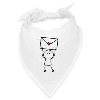 Brief mit Herz | Kleine Nachricht ohne Worte - Bandana Dreieckstuch - Weiß - Vorne