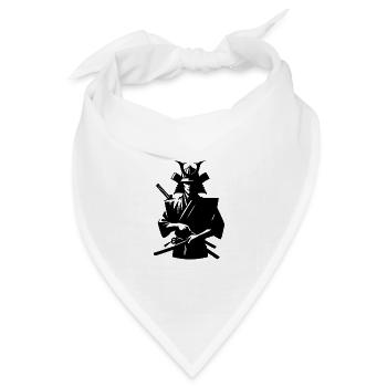 Japanischer Samurai mit Schwert - Bandana Dreieckstuch - Weiß - Vorne