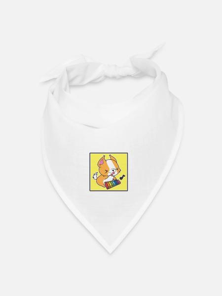 Hund mit Xylophonist - Bandana Dreieckstuch - Weiß