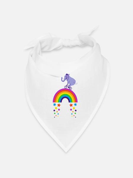 Kidcore Regenbogen Elefant Fahrrad Fahren Geschenk - Bandana Dreieckstuch - Weiß
