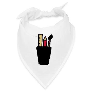 Stift - Pinsel - Lineal - Bandana Dreieckstuch - Weiß - Vorne