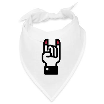 Teufelshörner Handzeichen / Devil's Horns Hand - Bandana Dreieckstuch - Weiß - Vorne