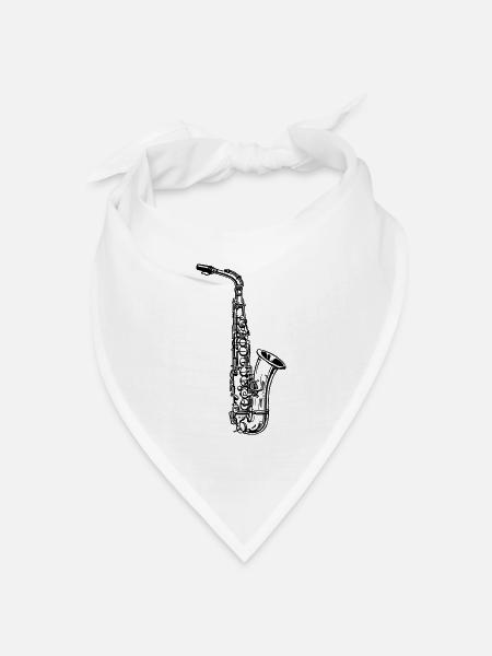 Saxophon - Bandana Dreieckstuch - Weiß