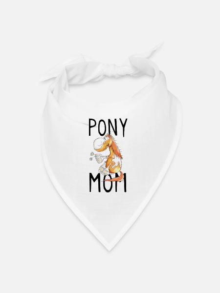 Pony Mom - Ponys - Pferd - Pferde - Fuchs - Comic - Bandana Dreieckstuch - Weiß