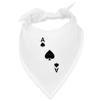 Spielkarte Pik Ass - Bandana Dreieckstuch - Weiß - Vorne