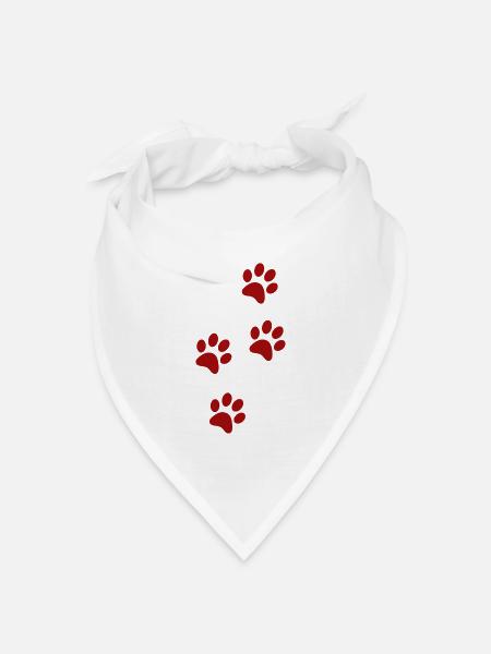 Pfotenspuren - Bandana Dreieckstuch - Weiß