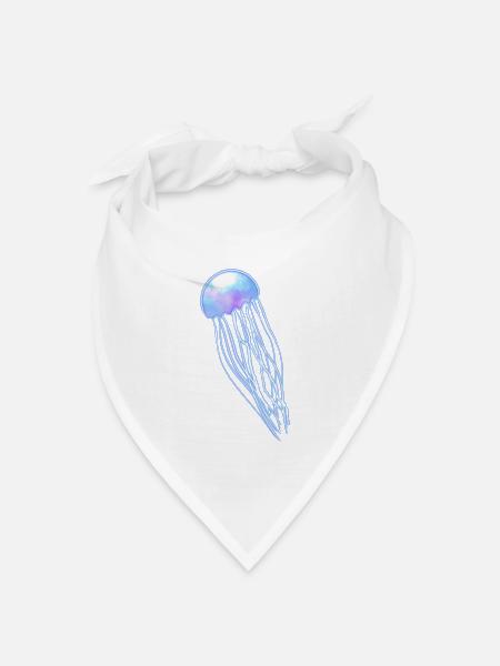 Blaue Qualle - Bandana Dreieckstuch - Weiß