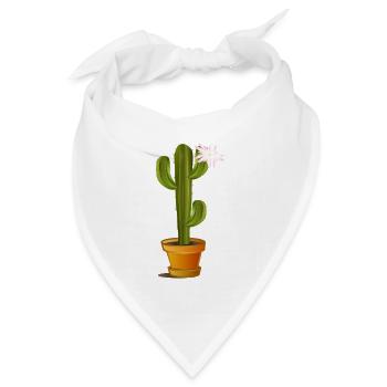 zauberhafter Kaktus im Blumentopf mit Blüte - Bandana Dreieckstuch - Weiß - Vorne