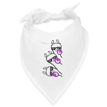 3 Lamas Kaugummi Team Crew Freunde gucken seitlich - Bandana Dreieckstuch - Weiß - Vorne
