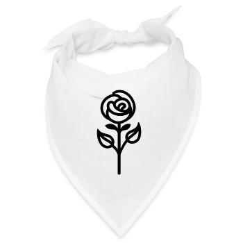 Rosa Blume - Bandana Dreieckstuch - Weiß - Vorne