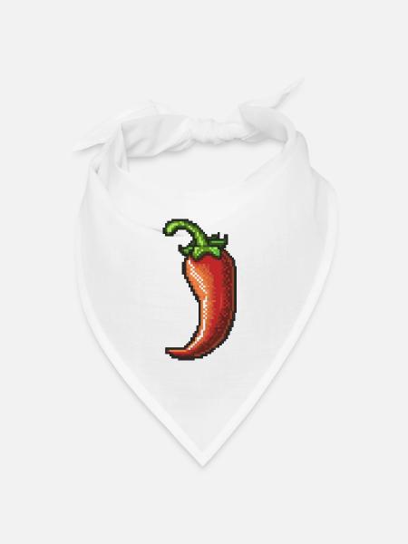 Pixel Chili Pepper Retro Glanz - Bandana Dreieckstuch - Weiß