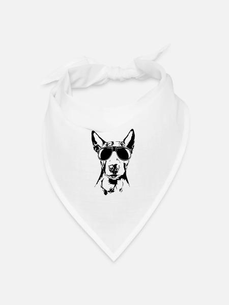 BULLTERRIER cool Sonnenbrille Hunde Hund Wilsigns - Bandana Dreieckstuch - Weiß