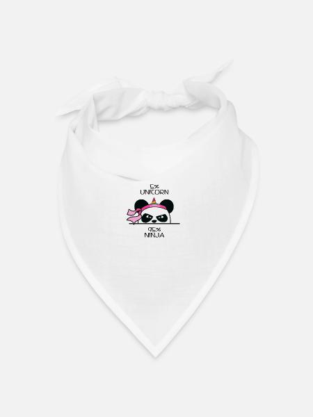 Einhorn Ninja Panda - Bandana Dreieckstuch - Weiß