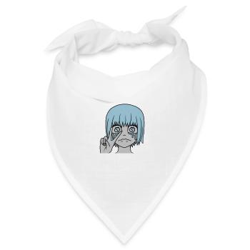 Victory Handzeichen weinendes Mädchen - Bandana Dreieckstuch - Weiß - Vorne