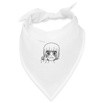 Peace Handzeichen weinendes Mädchen - Bandana Dreieckstuch - Weiß - Vorne