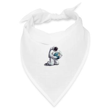 Astronaut mit Erdkugel Geschenk für Astronauten - Bandana Dreieckstuch - Weiß - Vorne