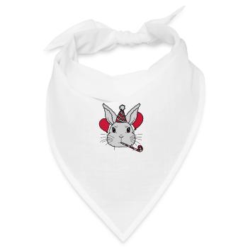 Geburtstagskind Hase Tröte Partyhut - Bandana Dreieckstuch - Weiß - Vorne