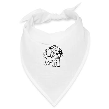 Hund mit Weihnachtsmütze Lustige Geschenkidee - Bandana Dreieckstuch - Weiß - Vorne