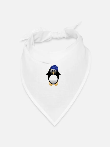 Pinguin mit Mütze - Bandana Dreieckstuch - Weiß