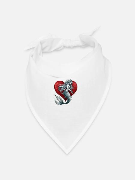 Keltisches Meerjungfrauen-Herz - Bandana Dreieckstuch - Weiß