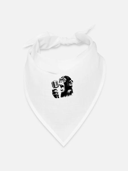 Affen Orchester Sänger mit Vintage Mikrophon - Bandana Dreieckstuch - Weiß