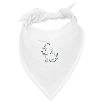 Süßer Triceratops Dino - Bandana Dreieckstuch - Weiß - Vorne