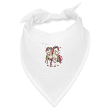 Buntes Einhorn-Duo - Bandana Dreieckstuch - Weiß - Vorne