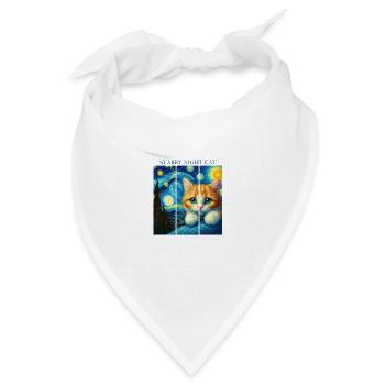 Sternennacht Katze - Bandana Dreieckstuch - Weiß - Vorne
