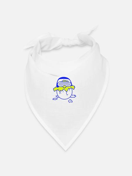Süßes Ei Küken Schlüpft Vögelchen Baby Hört Musik - Bandana Dreieckstuch - Weiß