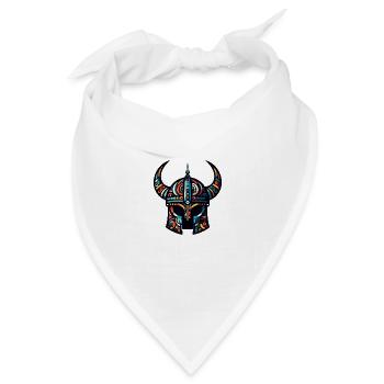 Wikingerhelm mit abstraktem Muster - Bandana Dreieckstuch - Weiß - Vorne
